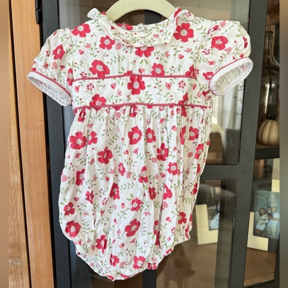Little English Other - Little English poppies bubble romper short puff sleeves baby girl floral collar